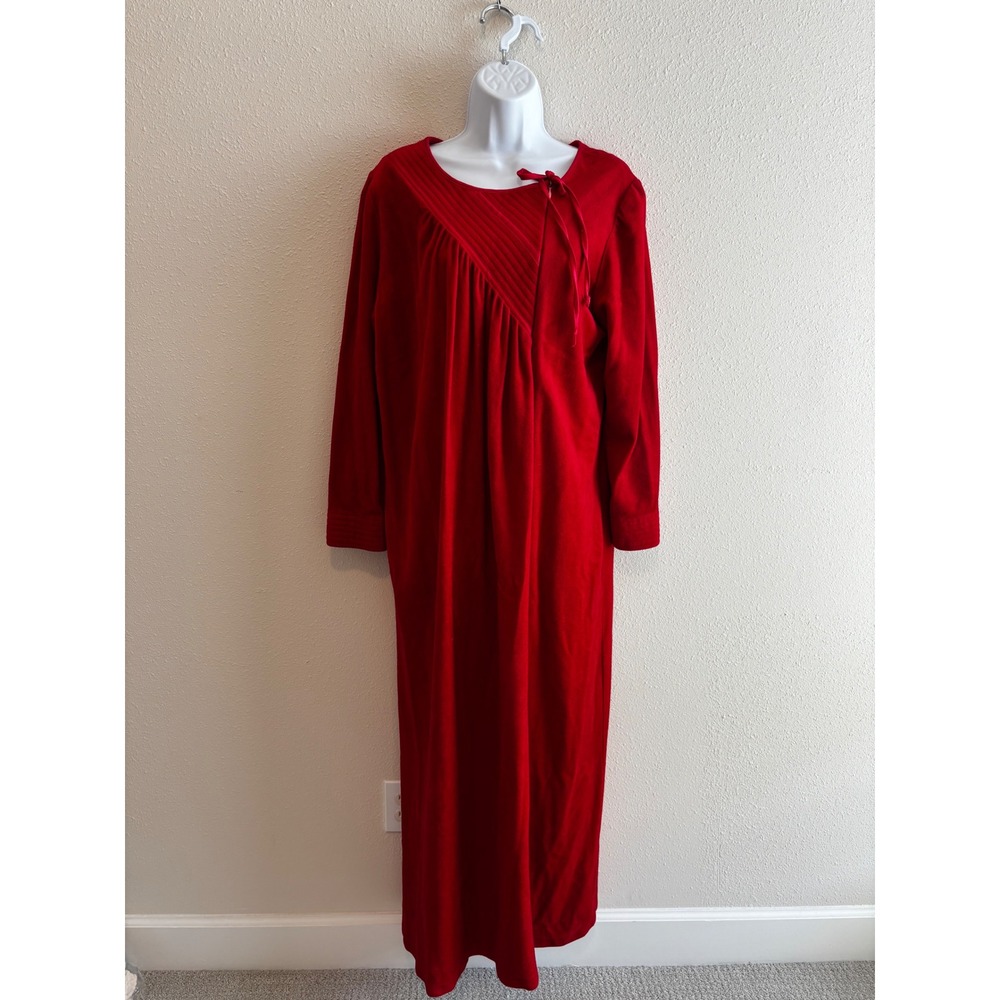 Vandemere Nightgown XL Red Vintage Velour Grannycore Maxi Loungewear Tradwife
